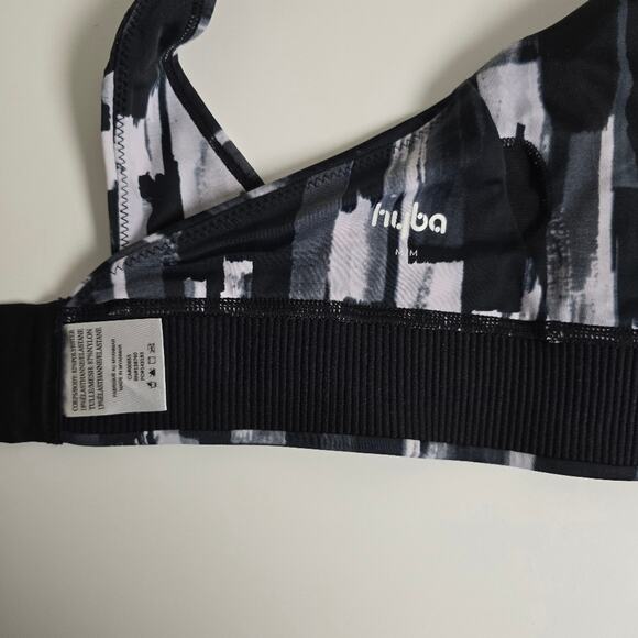 Hyba Black White Gray Sports Bra with Mesh Accents size Medium - Picture 8 of 11